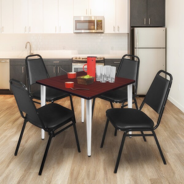 Regency Kahlo Square Table & Chair Sets, 42 W, 42 L, 29 H, Wood, Metal, Vinyl Top, Mahogany TPL4242MHCM29BK - main